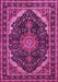 Machine Washable Medallion Pink Traditional Rug, wshtr527pnk