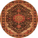 Machine Washable Medallion Orange Traditional Area Rugs, wshtr527org