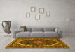 Machine Washable Medallion Yellow Traditional Rug in a Living Room, wshtr527yw