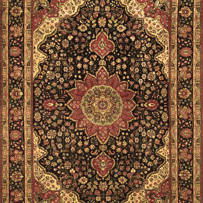 Machine Washable Medallion Brown Traditional Rug, wshtr527brn