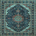 Square Medallion Light Blue Traditional Rug, tr527lblu