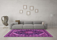 Machine Washable Medallion Purple Traditional Rug, wshtr527pur