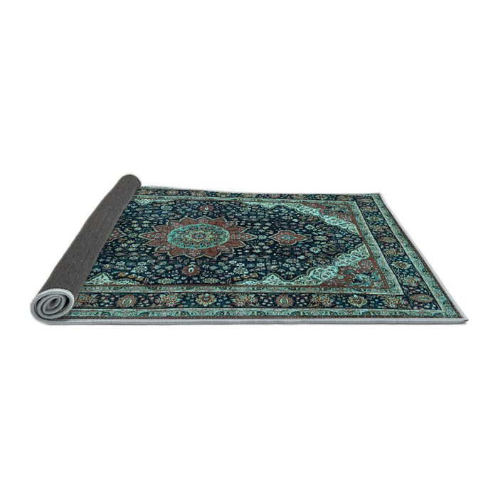Sideview of Medallion Light Blue Traditional Rug, tr527lblu