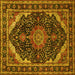 Square Machine Washable Medallion Yellow Traditional Rug, wshtr527yw