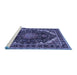 Sideview of Machine Washable Medallion Blue Traditional Rug, wshtr527blu