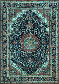 Medallion Light Blue Traditional Rug, tr527lblu