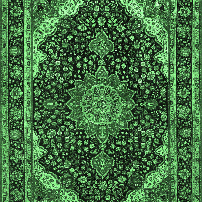 Machine Washable Medallion Emerald Green Traditional Area Rugs, wshtr527emgrn
