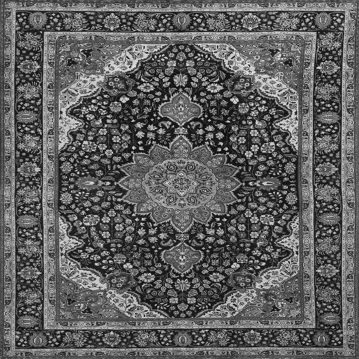 Round Machine Washable Medallion Gray Traditional Rug, wshtr527gry