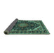 Sideview of Medallion Turquoise Traditional Rug, tr527turq