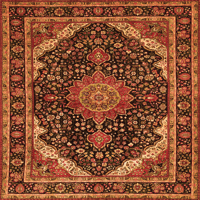 Serging Thickness of Medallion Orange Traditional Rug, tr527org