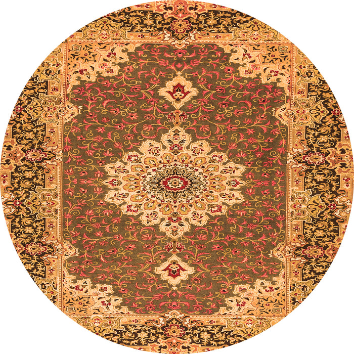 Machine Washable Medallion Orange Traditional Area Rugs, wshtr528org