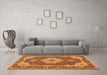 Machine Washable Medallion Orange Traditional Area Rugs in a Living Room, wshtr528org