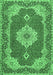 Machine Washable Medallion Emerald Green Traditional Area Rugs, wshtr528emgrn