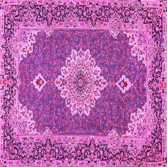 Square Machine Washable Medallion Pink Traditional Rug, wshtr528pnk