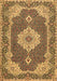 Machine Washable Medallion Brown Traditional Rug, wshtr528brn