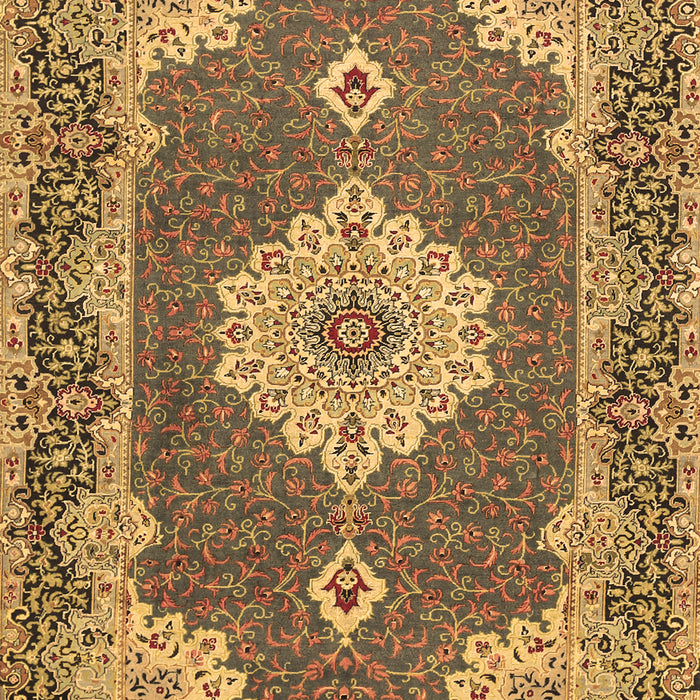 Machine Washable Medallion Brown Traditional Rug, wshtr528brn