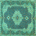 Square Medallion Turquoise Traditional Rug, tr528turq