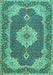 Machine Washable Medallion Turquoise Traditional Area Rugs, wshtr528turq