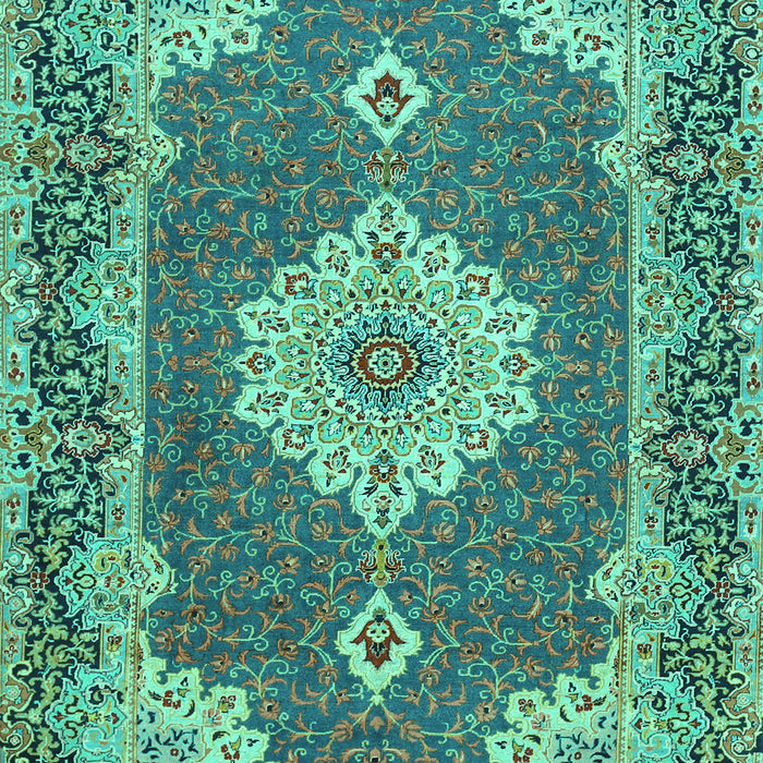 Machine Washable Medallion Turquoise Traditional Area Rugs, wshtr528turq
