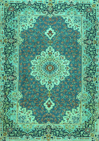 Medallion Turquoise Traditional Rug, tr528turq