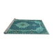 Sideview of Machine Washable Medallion Light Blue Traditional Rug, wshtr528lblu