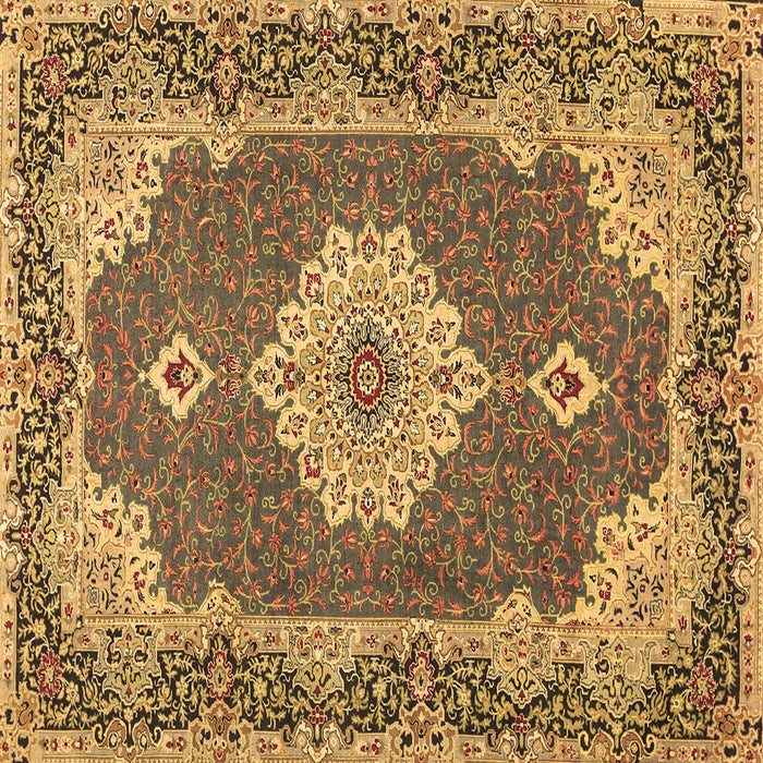 Square Machine Washable Medallion Brown Traditional Rug, wshtr528brn