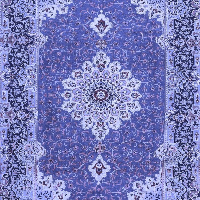 Machine Washable Medallion Blue Traditional Rug, wshtr528blu