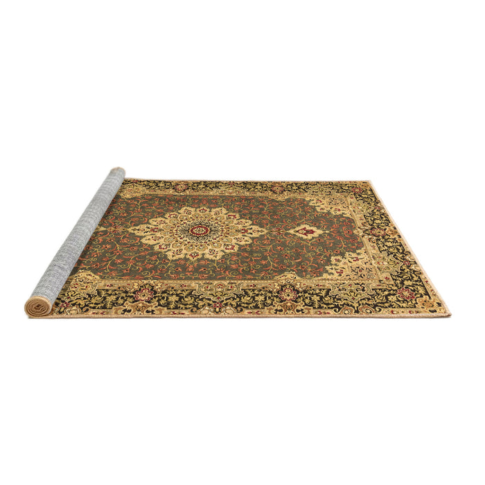 Sideview of Machine Washable Medallion Brown Traditional Rug, wshtr528brn