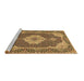 Sideview of Machine Washable Medallion Brown Traditional Rug, wshtr528brn