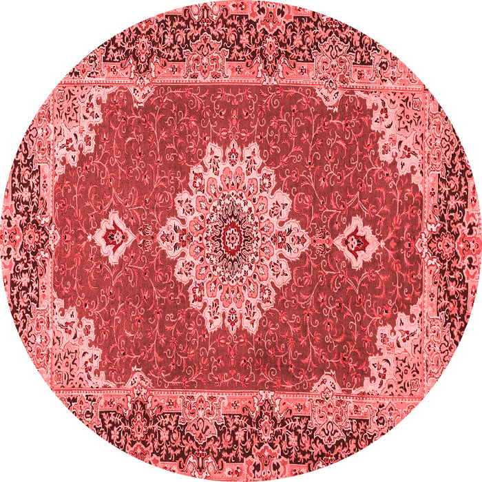 Machine Washable Medallion Red Traditional Rug, wshtr528red