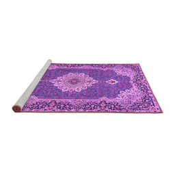 Sideview of Machine Washable Medallion Purple Traditional Area Rugs, wshtr528pur