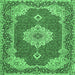 Square Medallion Emerald Green Traditional Rug, tr528emgrn