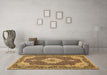 Machine Washable Medallion Brown Traditional Rug in a Living Room,, wshtr528brn