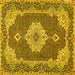 Square Medallion Yellow Traditional Rug, tr528yw