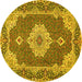 Round Medallion Yellow Traditional Rug, tr528yw