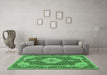 Machine Washable Medallion Emerald Green Traditional Area Rugs in a Living Room,, wshtr528emgrn