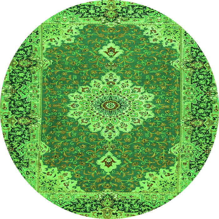 Machine Washable Medallion Green Traditional Area Rugs, wshtr528grn
