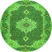 Machine Washable Medallion Green Traditional Area Rugs, wshtr528grn