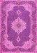 Machine Washable Medallion Pink Traditional Rug, wshtr528pnk