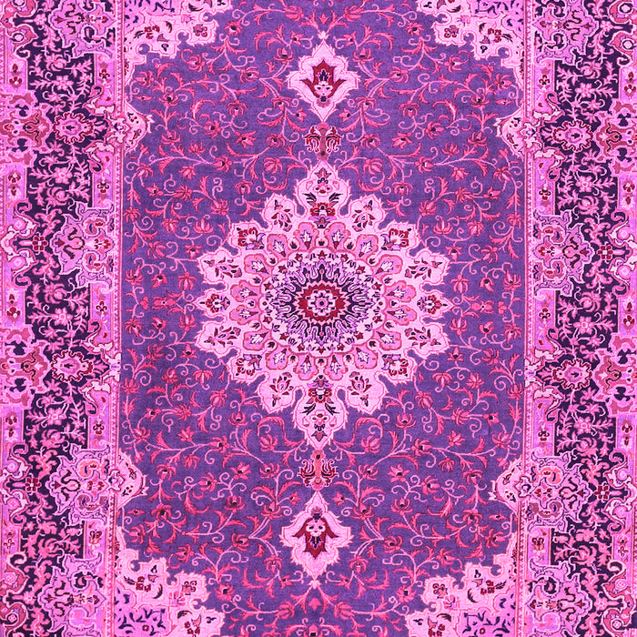 Machine Washable Medallion Pink Traditional Rug, wshtr528pnk