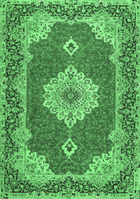 Medallion Emerald Green Traditional Rug, tr528emgrn