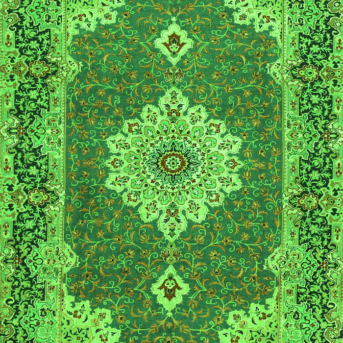 Serging Thickness of Machine Washable Medallion Green Traditional Area Rugs, wshtr528grn