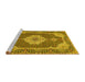 Sideview of Machine Washable Medallion Yellow Traditional Rug, wshtr528yw