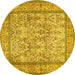 Round Persian Yellow Traditional Rug, tr529yw