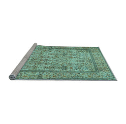 Sideview of Machine Washable Persian Light Blue Traditional Rug, wshtr529lblu