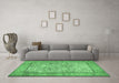 Machine Washable Persian Emerald Green Traditional Area Rugs in a Living Room,, wshtr529emgrn