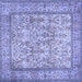 Square Machine Washable Persian Blue Traditional Rug, wshtr529blu