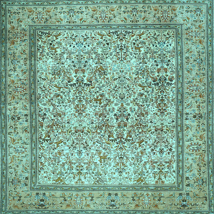 Square Machine Washable Persian Light Blue Traditional Rug, wshtr529lblu