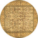 Round Persian Brown Traditional Rug, tr529brn