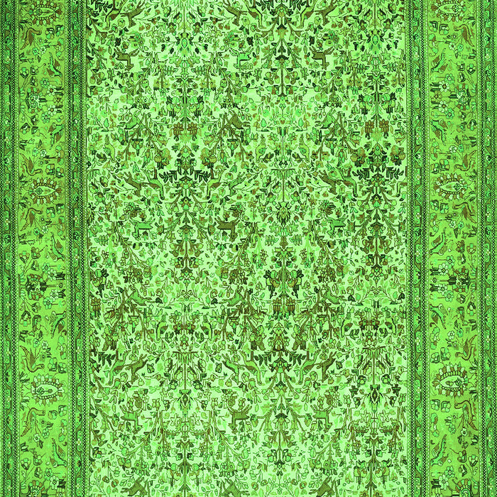 Serging Thickness of Machine Washable Persian Green Traditional Area Rugs, wshtr529grn